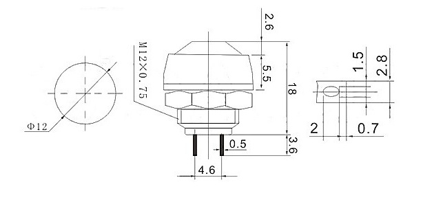 PBS-33B Push Buton Ürün Ölçüleri